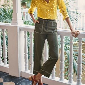 Boden Olive Green High-Waisted Trousers